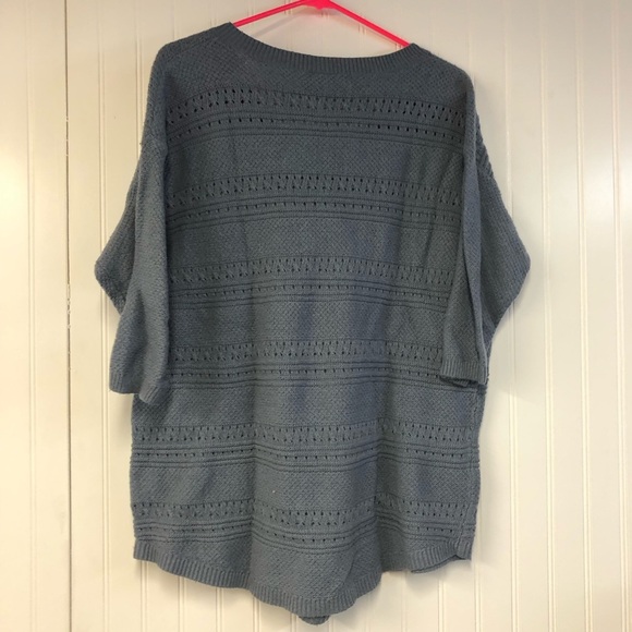 Torrid Blue/Gray 3/4 Sleeve Loose Knit Pointelle Sweater Size 2 2X VNeck - Picture 4 of 4